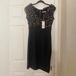rebecca taylor exclusive combo dress leopard / black